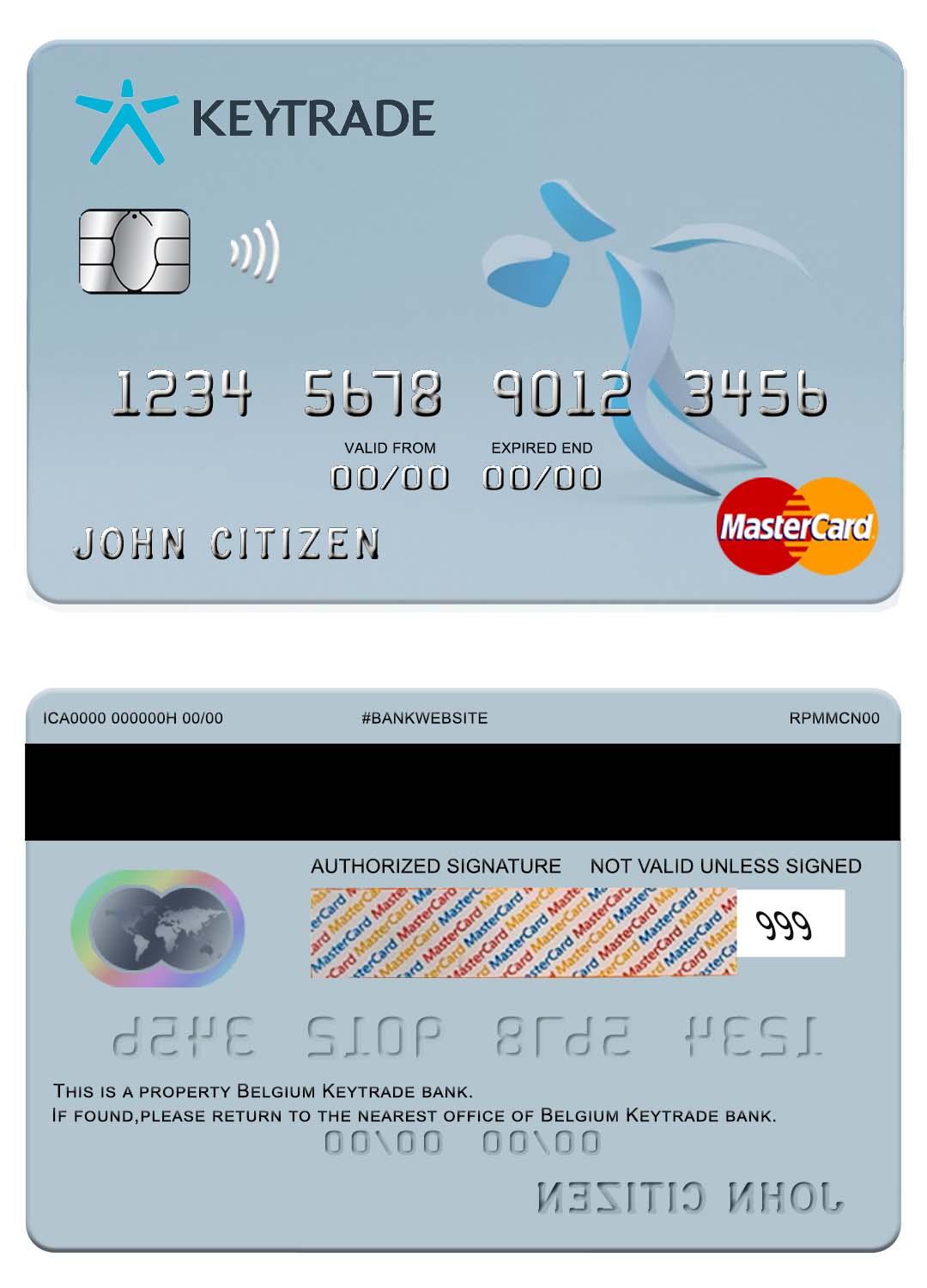 Download Belgium Keytrade  bank mastercard Photoshop template